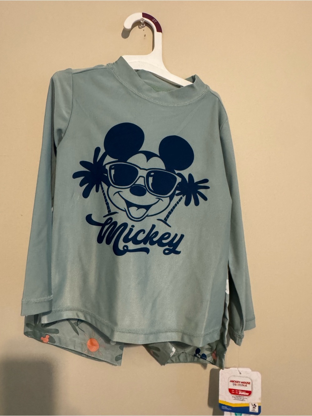 NWT kids Disney Mickey Mouse character swim suit set top and bottoms size 3T